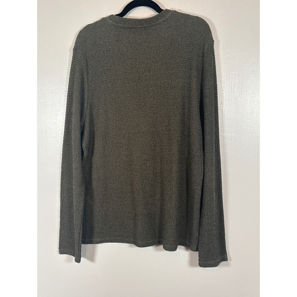 AllSaints Long Sleeve Crew Olive Green Textured Knit Sweater Mens XL MD506Z - Picture 2 of 6
